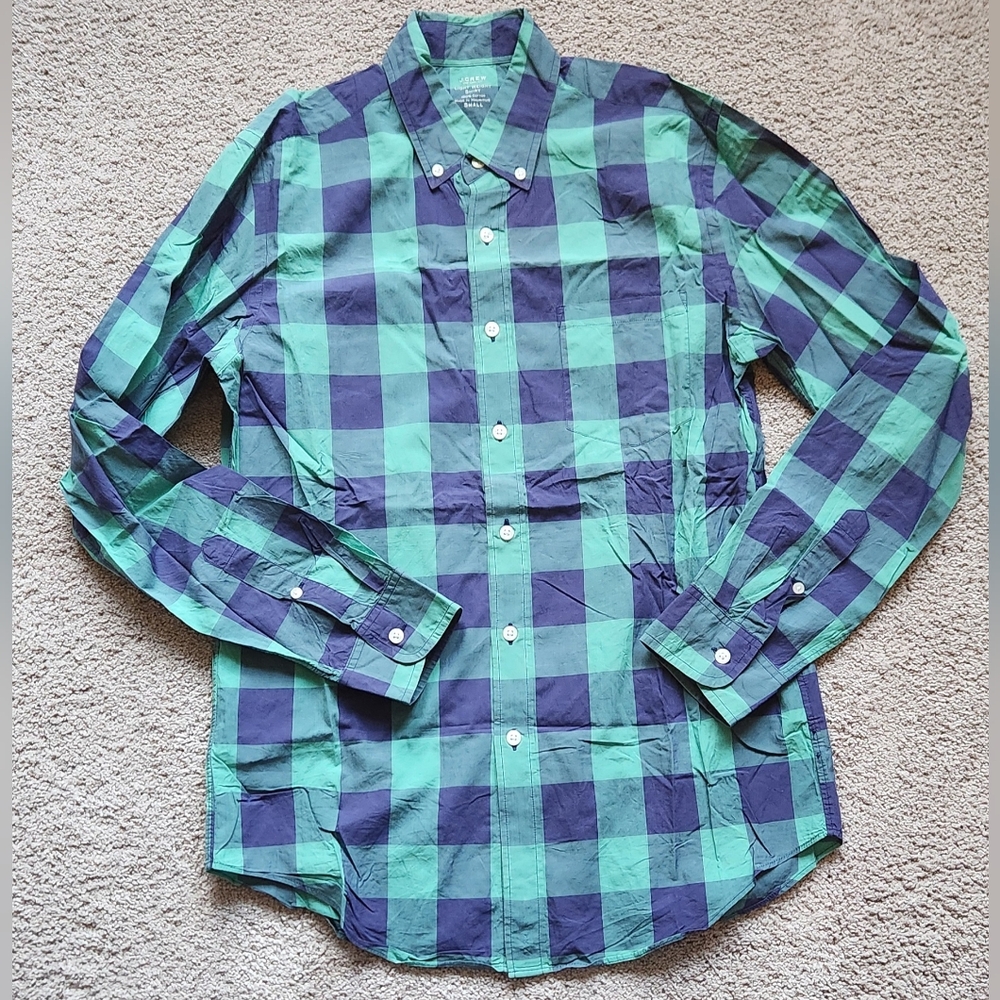 J Crew Purple & Turquoise Plaid Lightweight Button-Down Shirt, Size S Preppy